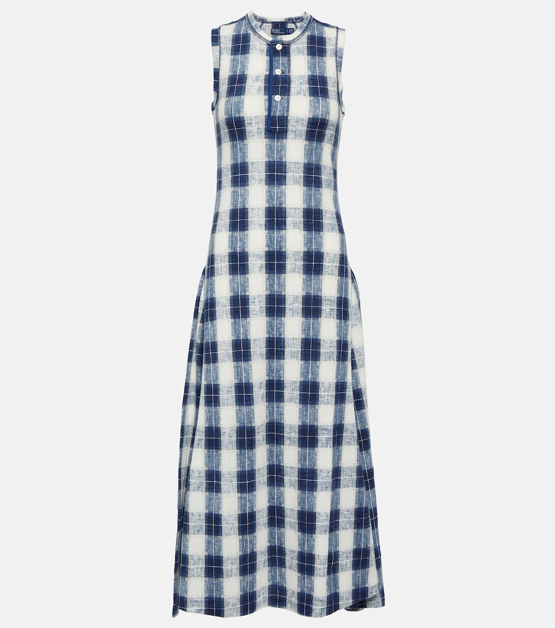 

Платье макси из хлопкового джерси в клетку POLO RALPH LAUREN, синий
