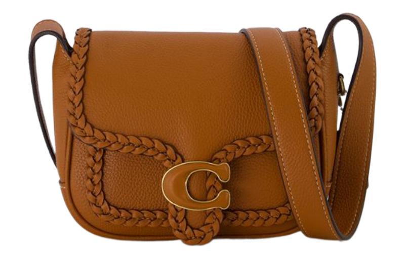 

Сумка-мессенджер из телячьей кожи табби, через плечо, маленький размер, женская, коричневая COACH