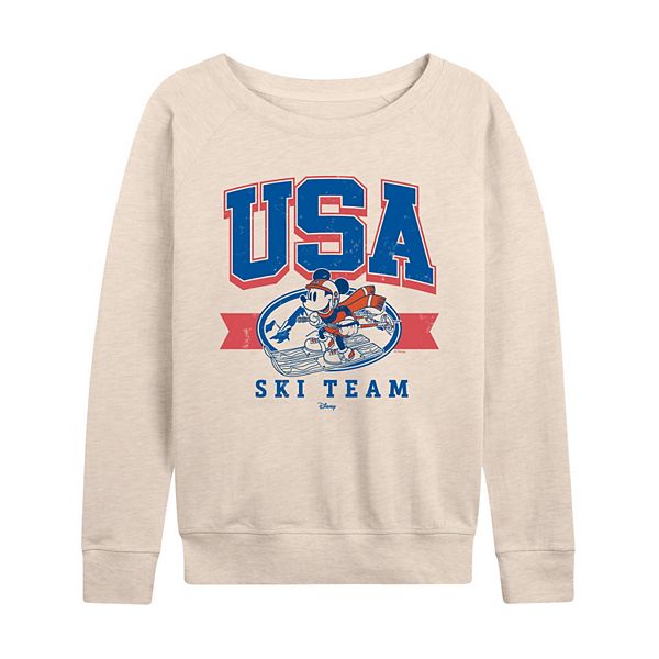 

Женская футболка с длинным рукавом Mickey Mouse USA Ski Team из френч-терри Disney