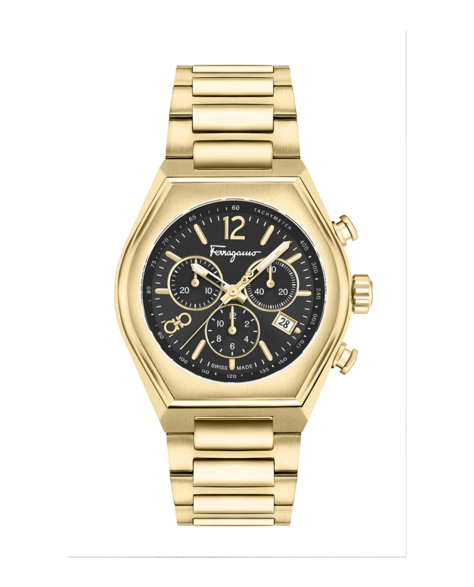 

Часы Ferragamo Tonneau Chrono Salvatore Ferragamo, цвет ip yellow gold