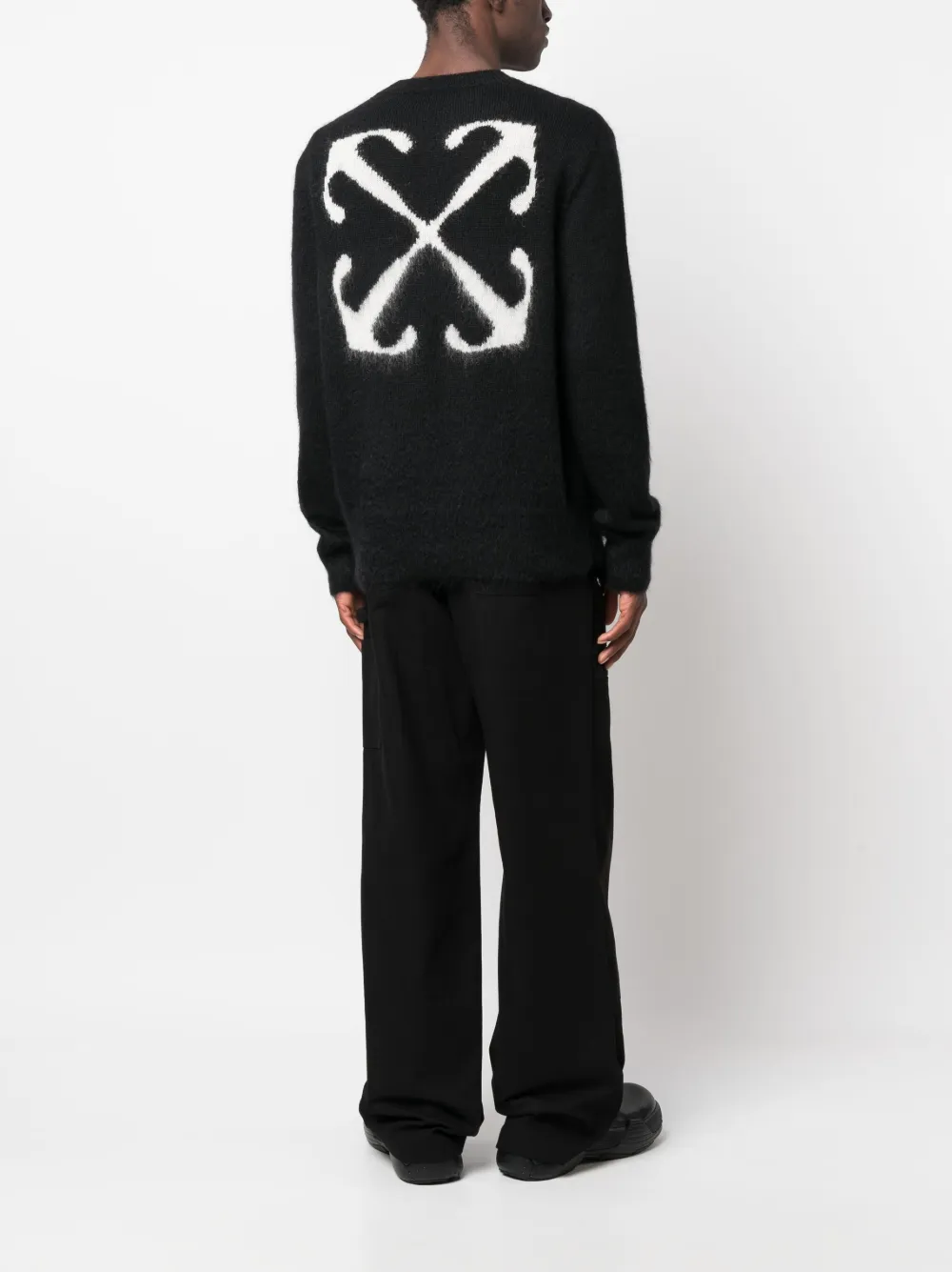 Джемпер Arrow вязки интарсия с круглым вырезом OFF-WHITE, черный — фото 2