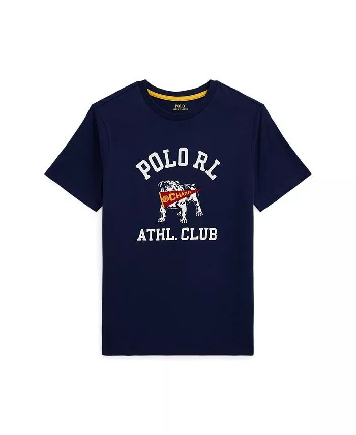 

Детская футболка из хлопкового джерси с логотипом Polo Ralph Lauren, синий