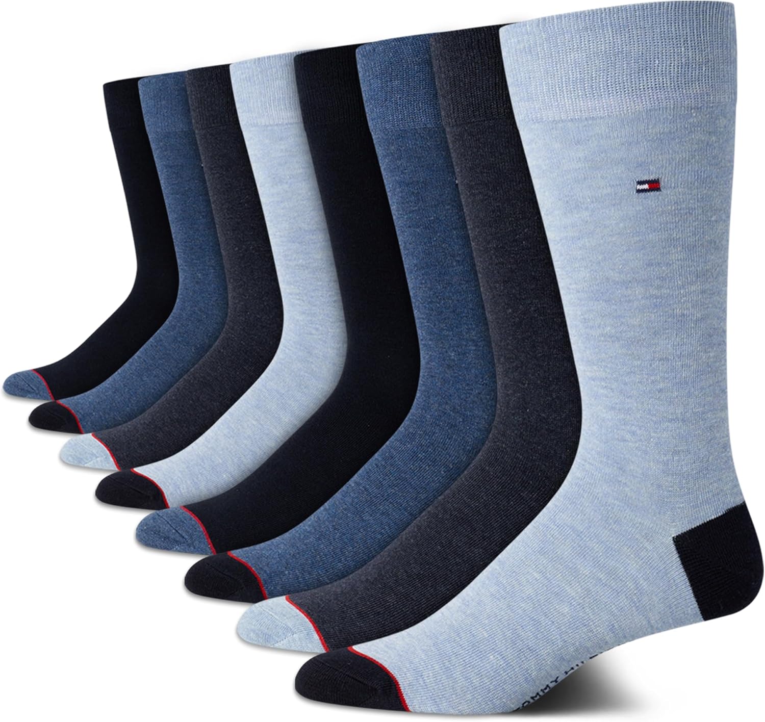 

Мужские носки Tommy Hilfiger из дышащей эластичной ткани с мягкой подкладкой - 8 пар, Blue Assorted