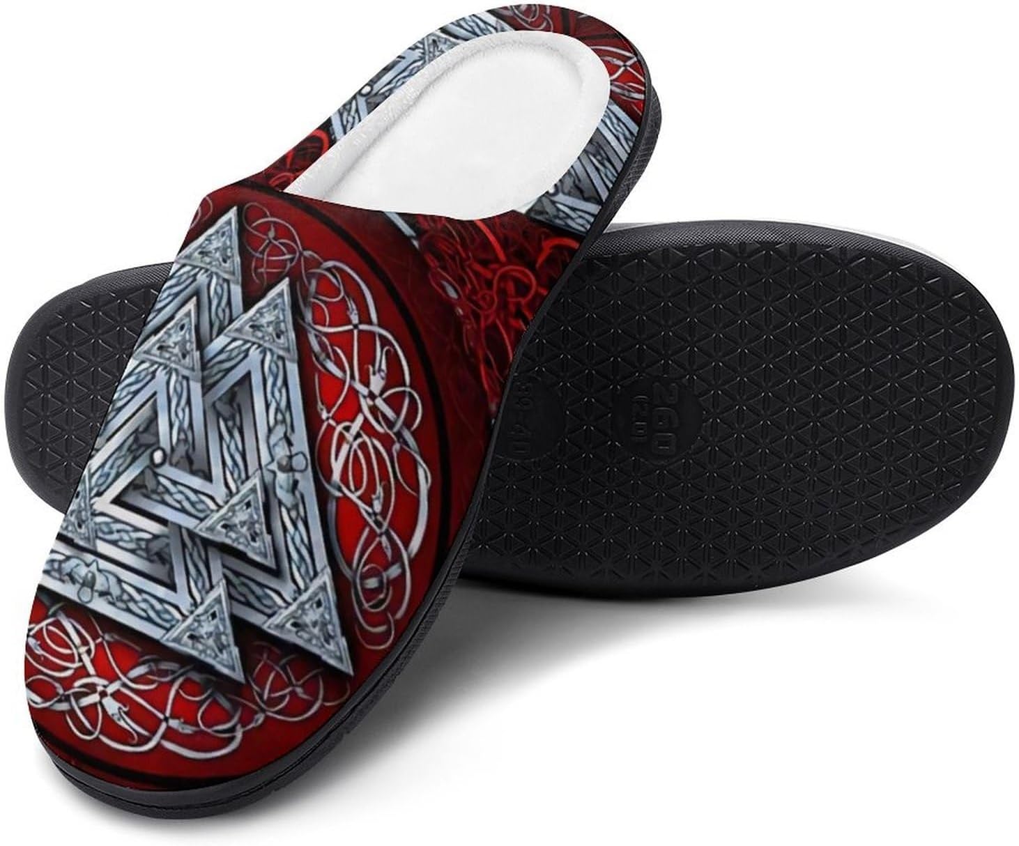 

Мужские домашние хлопковые тапочки для спальни и гостиной / моющиеся, зимние теплые пушистые домашние тапочки, интересные нескользящие тапочки викинга Yxhzyhy, Viking Runes