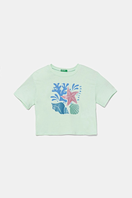 

Детская хлопковая футболка United Colors Of Benetton, зеленый