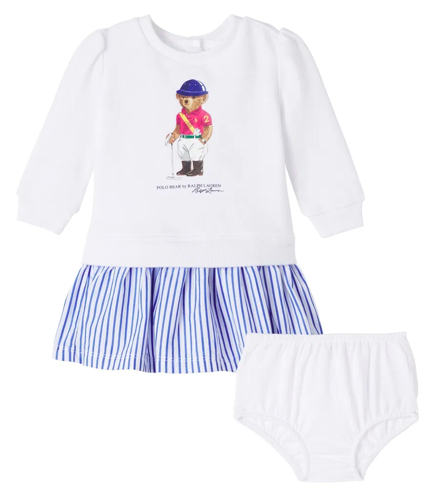 Комплект из панталон и платья для малыша Поло Polo Ralph Lauren Kids, белый