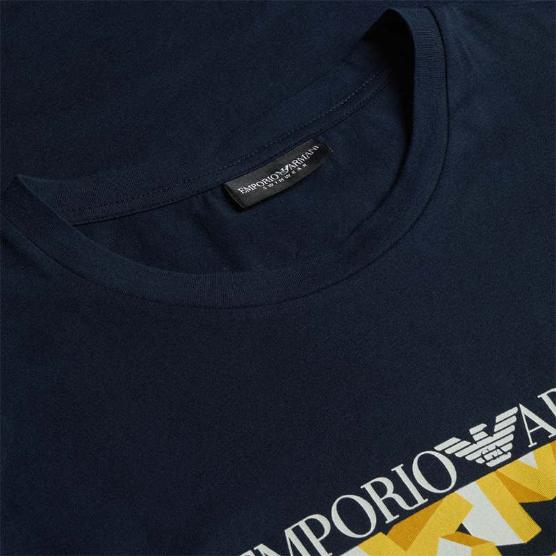 Футболка с круглым вырезом и короткими рукавами мужская EMPORIO ARMANI, темно-синий — фото 3