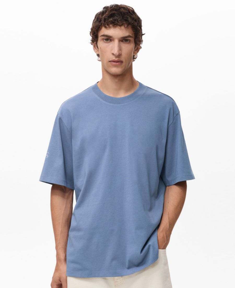 

Мужская футболка с принтом и нашивкой MANGO, Blue, Синий, Мужская футболка с принтом и нашивкой MANGO, Blue