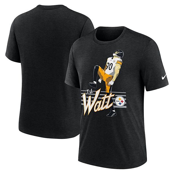 

Футболка с принтом игрока Pittsburgh Steelers T J Watt в цвете heather black Nike
