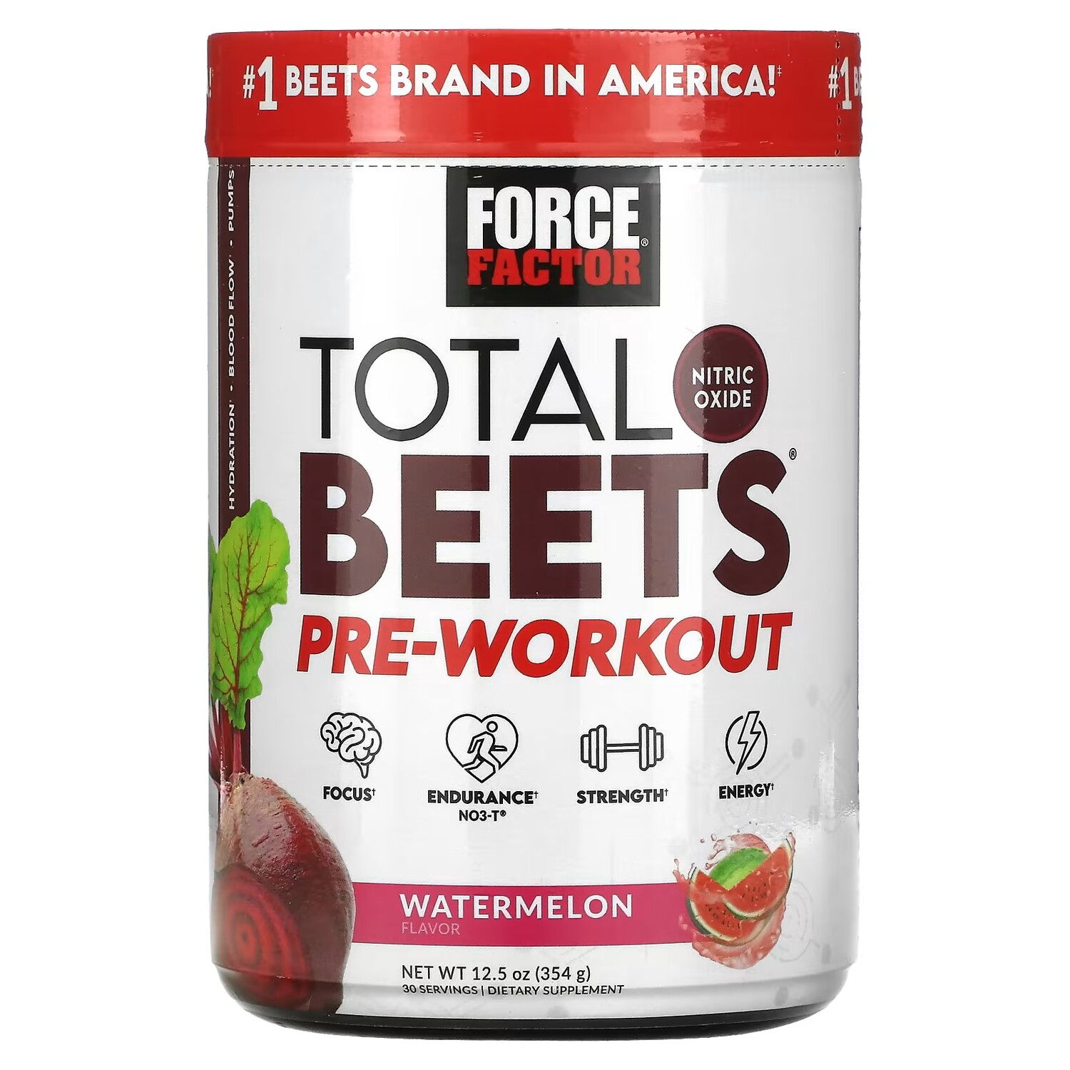 

Добавка Force Factor Total Beets Pre Workout со вкусом арбуза, 354 г