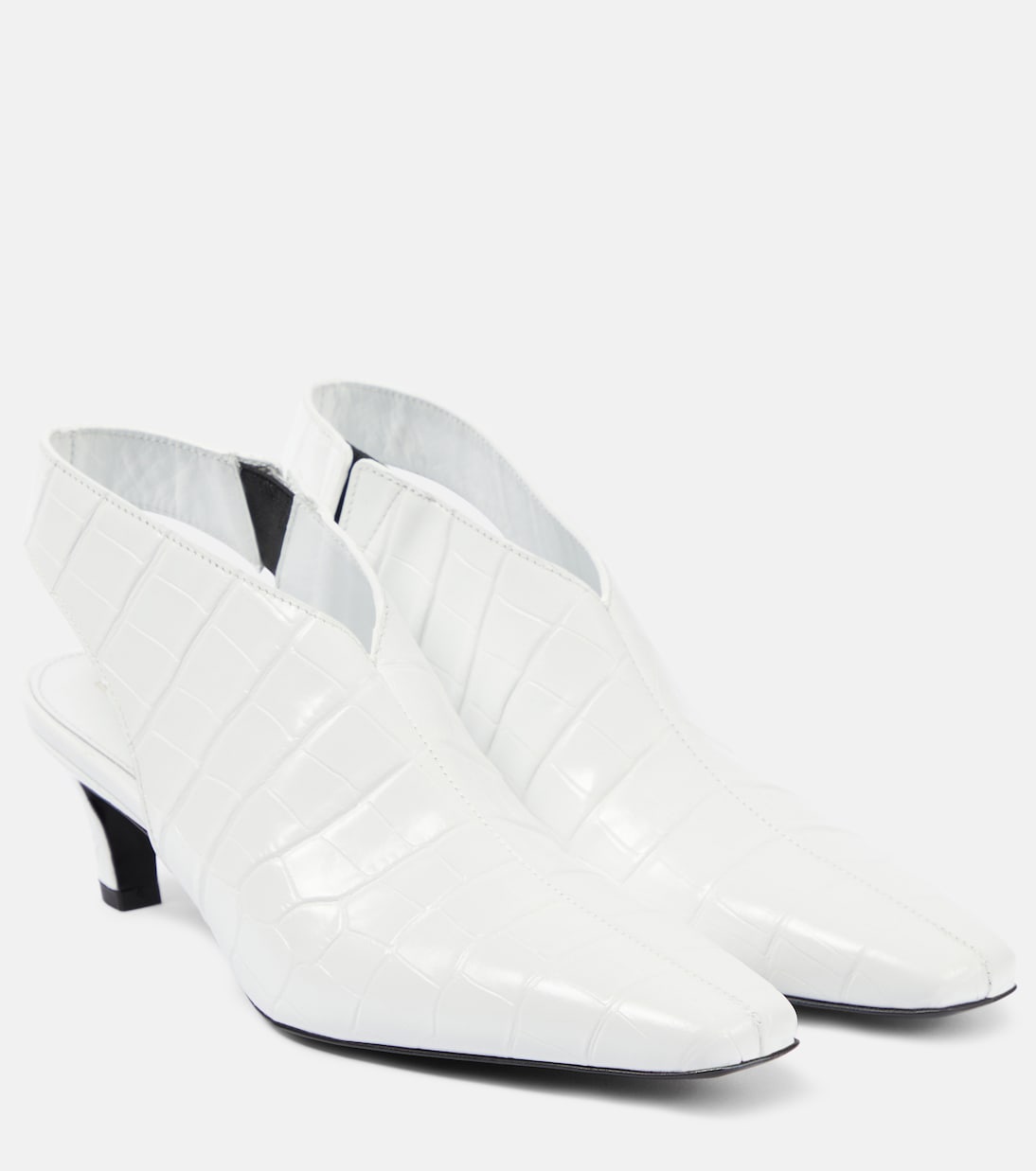 Туфли-лодочки Croco Slim из кожи с открытой пяткой Toteme, белый