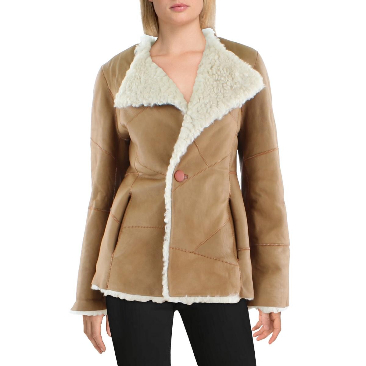 

Женская двусторонняя кожаная куртка из овчины Malene Birger, цвет Vanilla Cream