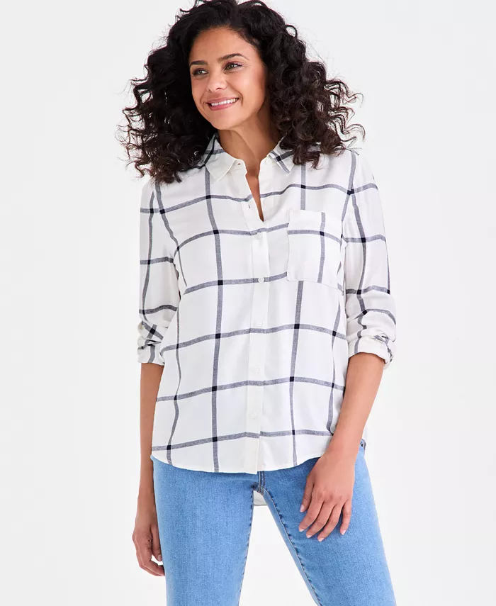 

Женская клетчатая рубашка на пуговицах Perfect Style & Co, белый