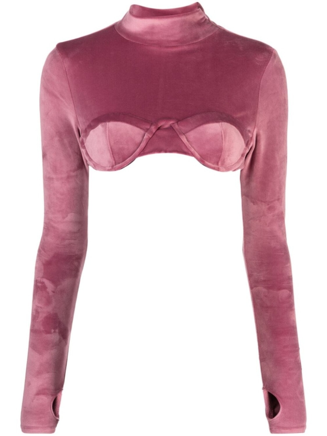

Gcds cropped velvet blouse, розовый