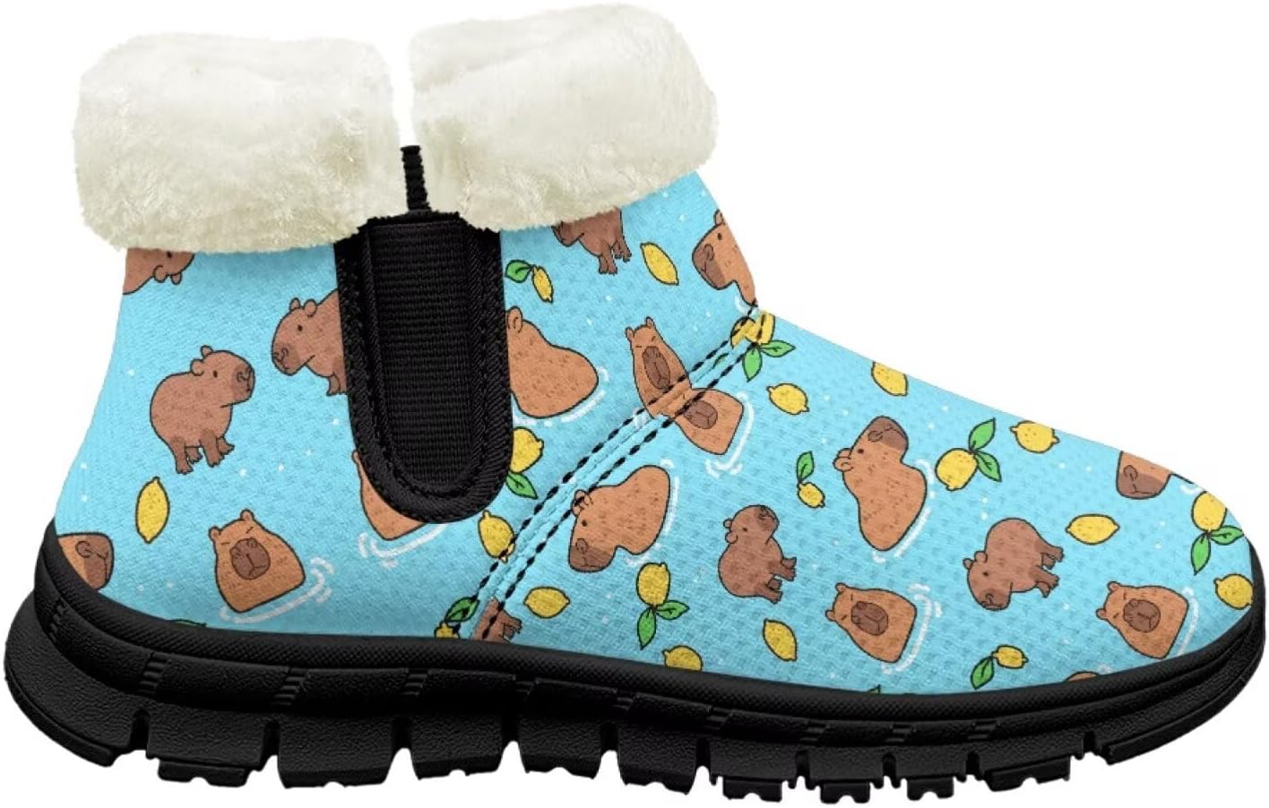 

Ботинки на щиколотке для девочек с меховой подкладкой, теплые зимние нескользящие ботинки для вечеринок и праздников Pointodoor, Capybara Lemon