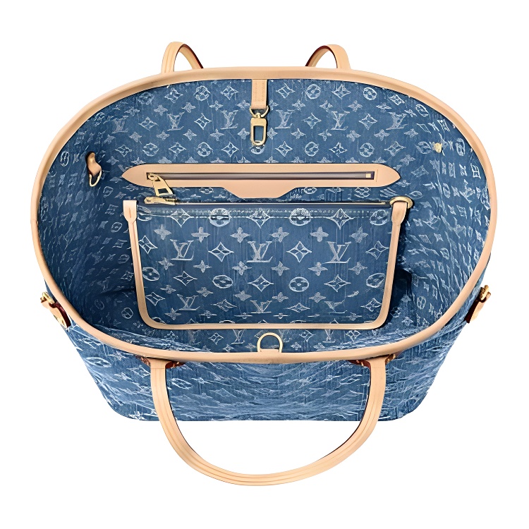 LOUIS VUITTON Неверфул джинсовая сумка через плечо средняя женская синяя — фото 4