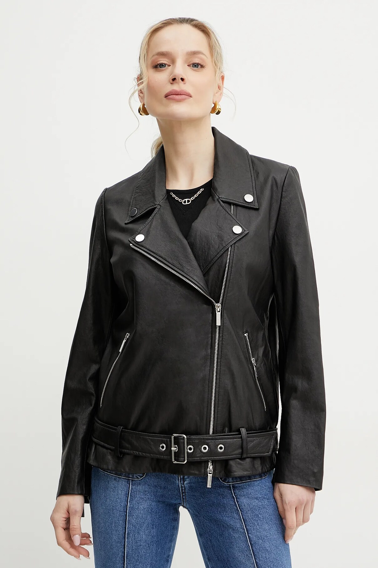 

Кожаная байкерская куртка Armani Exchange, черный