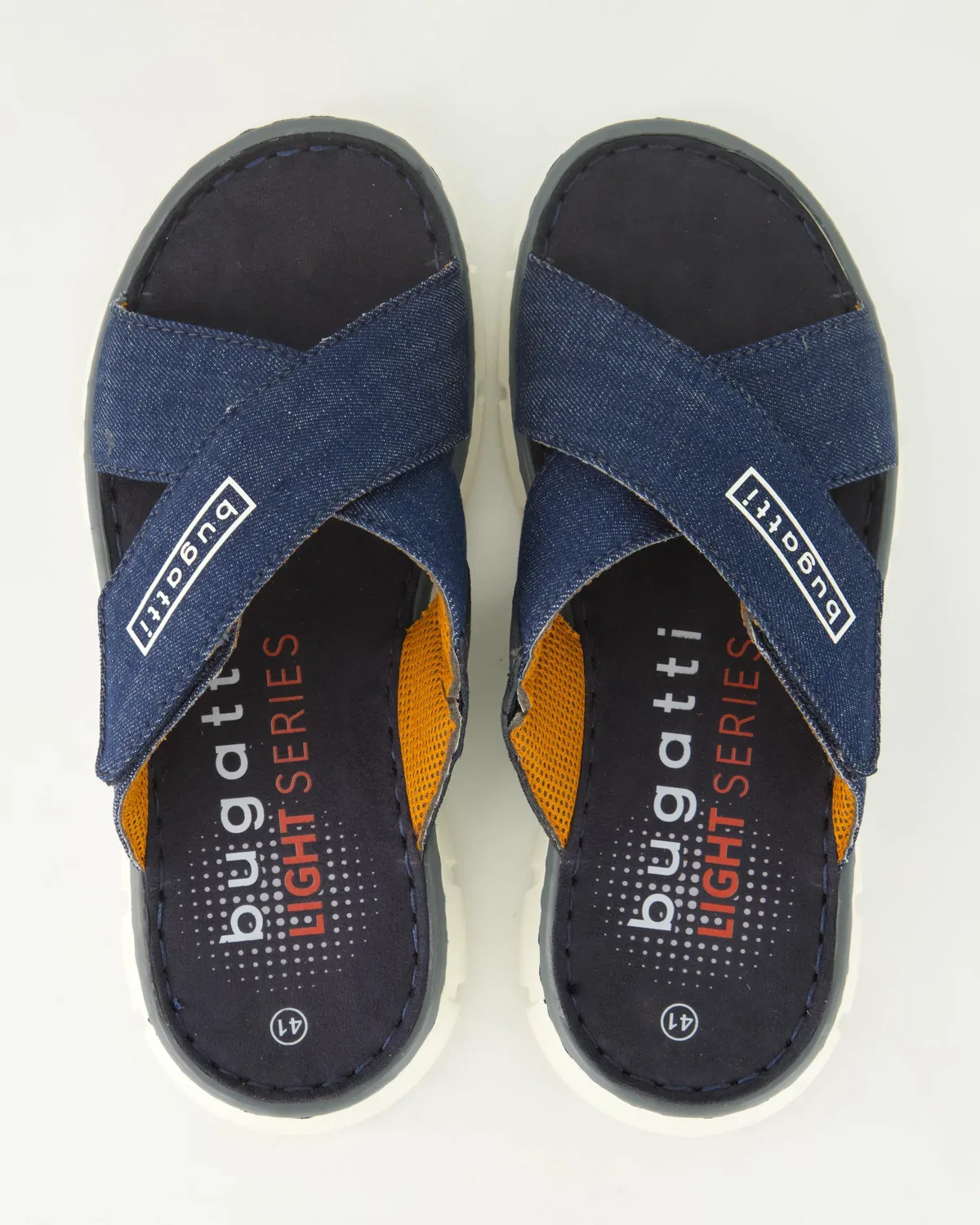 Пантолеты на липучке, кожа и текстиль, синие, Bugatti shoes, синий — фото 4