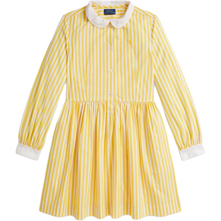 

Детское платье с лацканом Lapel Moderate Polo Ralph Lauren, желтый белый stripes
