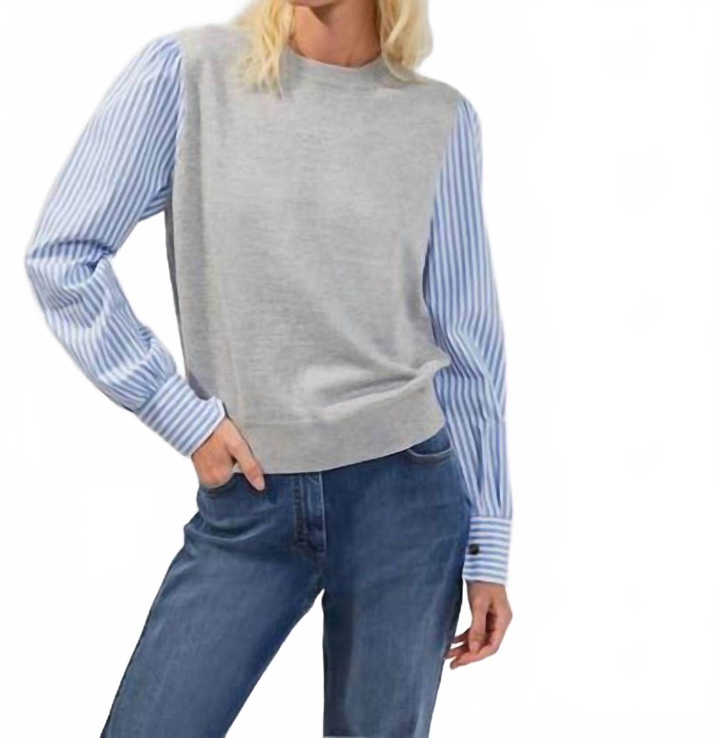 

Футболка Mix Jumper Top в серо-голубом и белом цвете French Connection