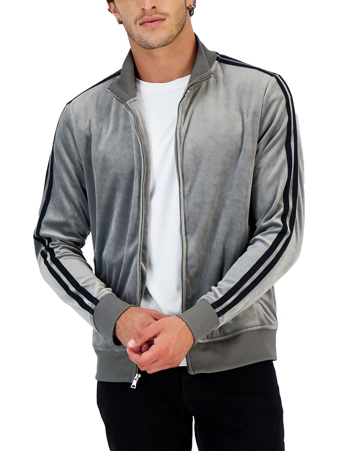 

Мужская велюровая толстовка спортивная куртка INC, цвет Heather Grey