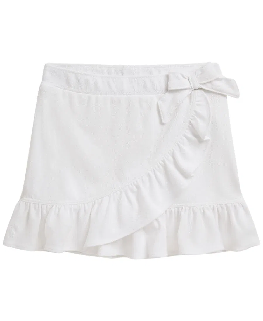 Шорты-юбка с оборками из эластичной сетки для девочек (2T-6X) Polo Ralph Lauren, белый