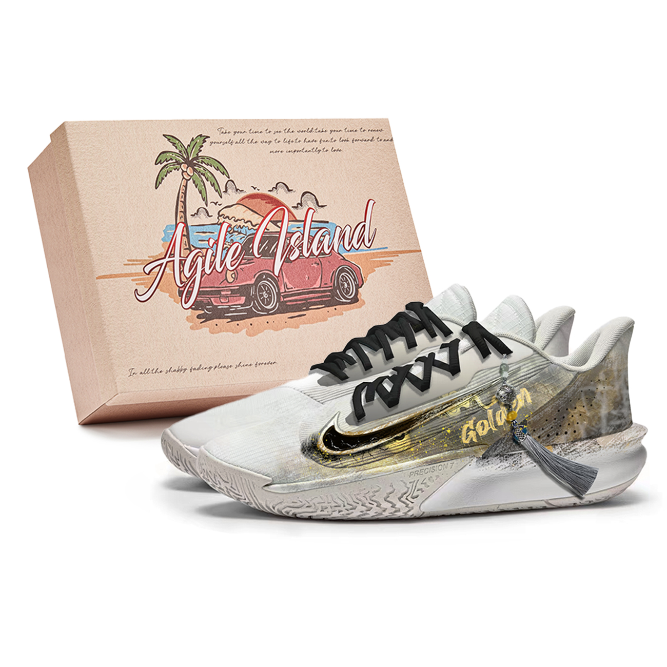 

Nike Баскетбольные кроссовки Precision 7 Shock Absorbers Low Top, мужские, белое золото