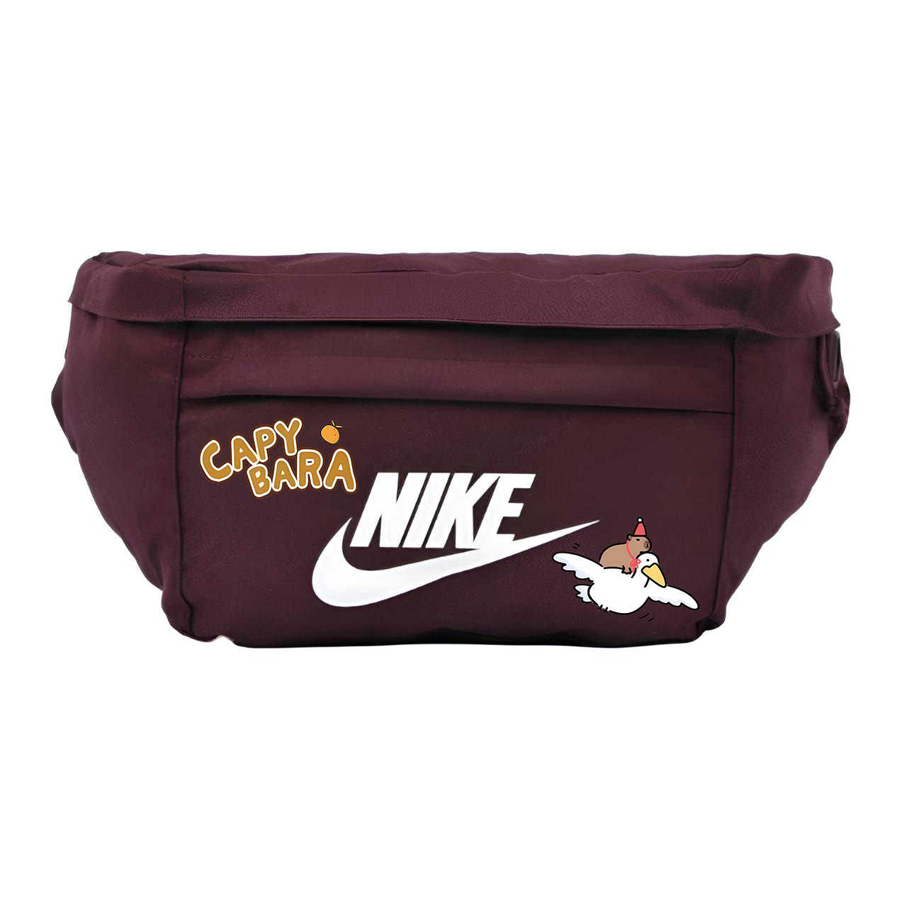 

Nike Бежевый поясной рюкзак с белой печатью, Capybara