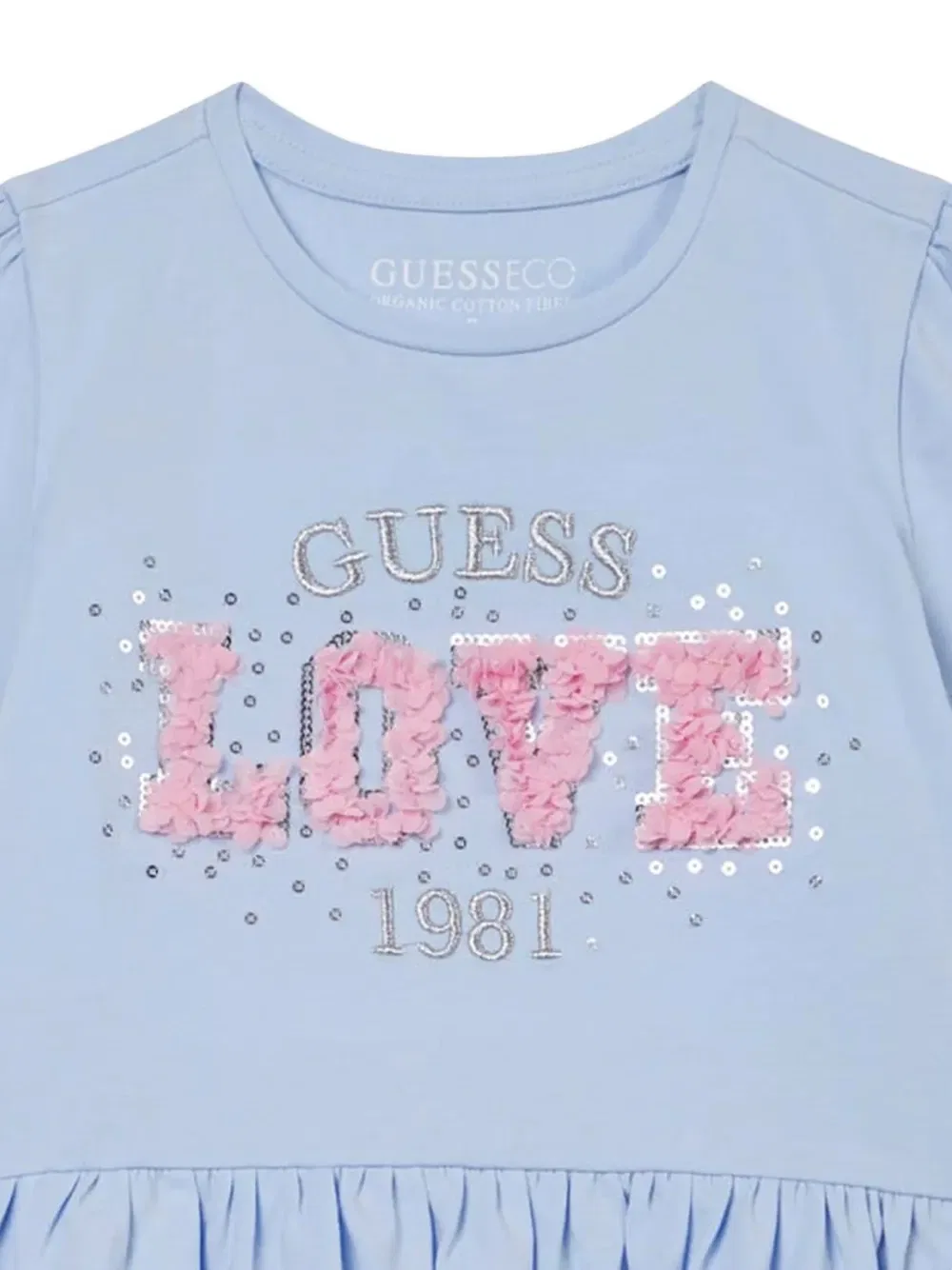 Футболка с оборками, украшенная пайетками Guess Kids, синий — фото 4