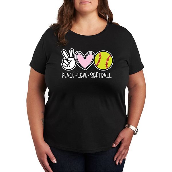 

Футболка Plus size с принтом Peace Love Softball Licensed Character