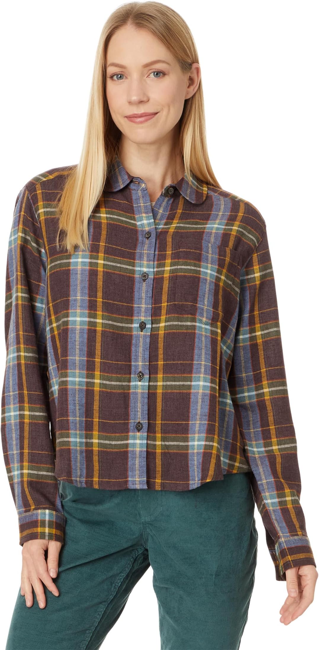 

Рубашка Toad&Co Re-Form Flannel Boxy Long Sleeve Shirt, цвет Carob Multi Windowpane