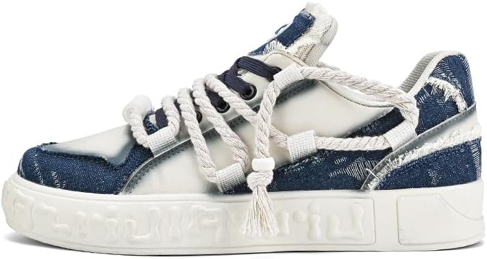 

Мужские модные кроссовки, повседневная обувь, противоскользящие, низкие, удобные для ходьбы, теннисные кроссовки с толстой подошвой Yebonsho, белый/синий