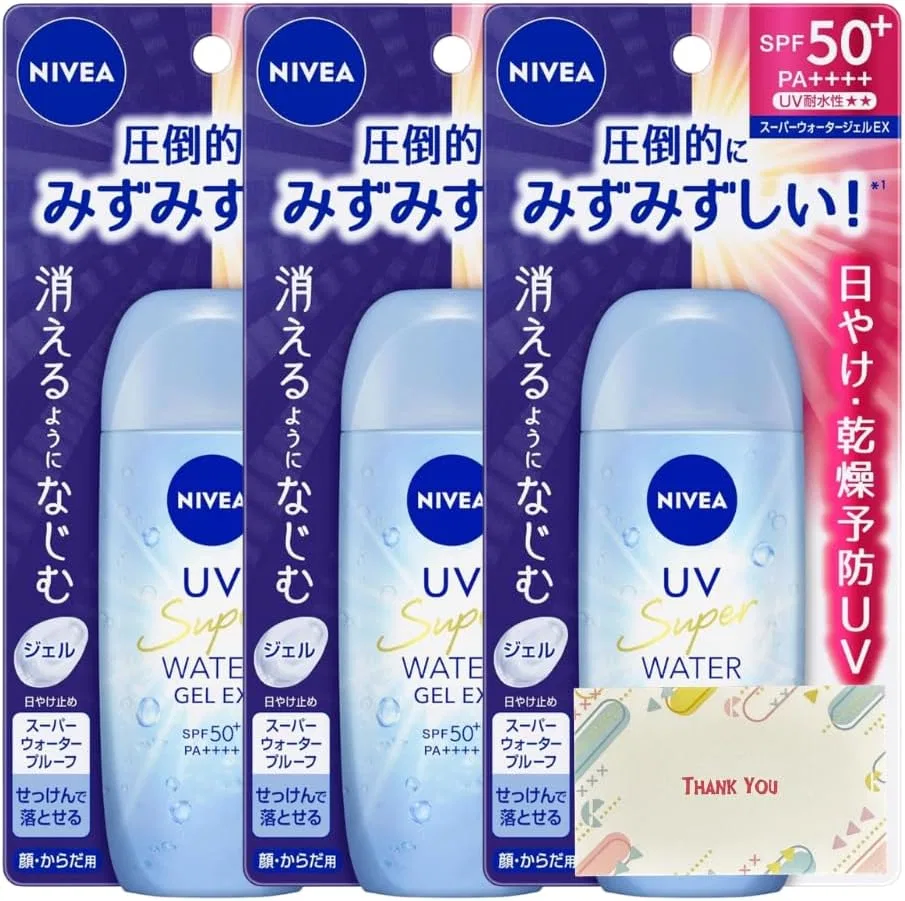 Солнцезащитный гель Kao Niva UV Water Gel EX SPF50+ 80 г, набор из 3 шт Kunutonn