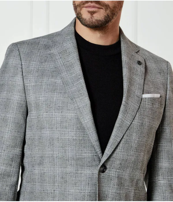 Элегантный шерстяной жакет h-hutson-233 Slim fit Boss, серый — фото 4