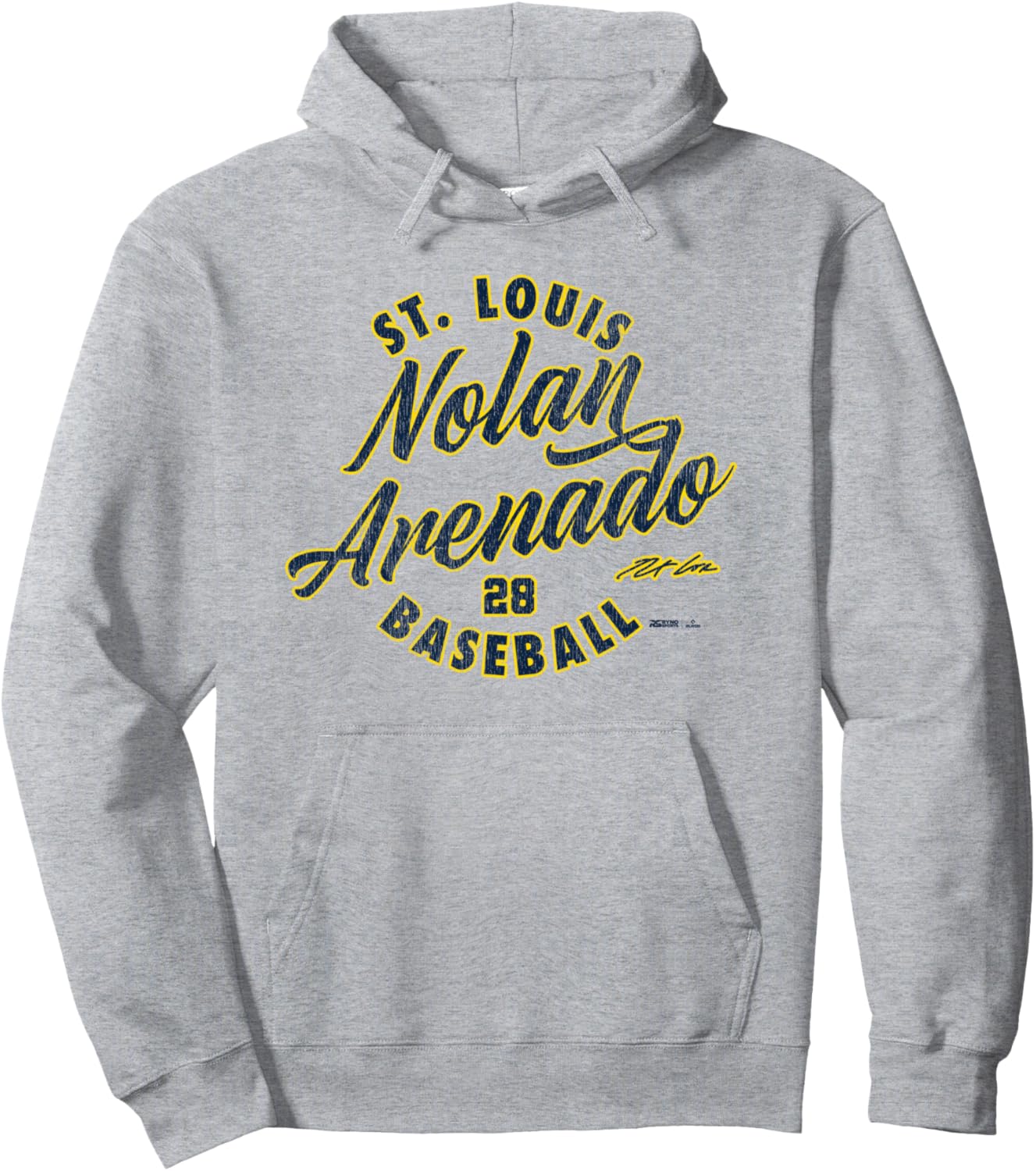 

Худи Nolan Arenado St. Louis Baseball Vintage Cursive MLBPA Ryno Sports, серый