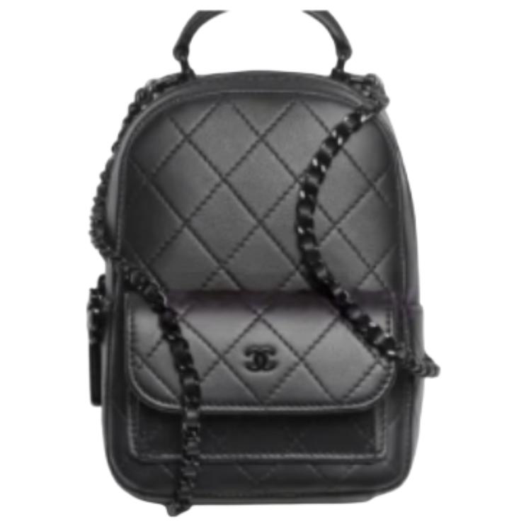 CHANEL Миниатюрный унисекс рюкзак из телячьей кожи черный — фото 2