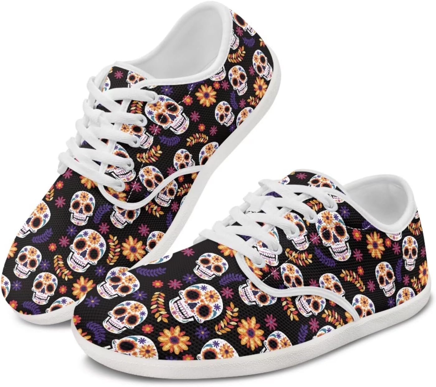 

Женские рабочее кроссовки с черепом широкой ширины теннисные кроссовки для ходьбы на плоских днях рождения спортивные кроссовки Ecaestolph, оранжевый/розовый