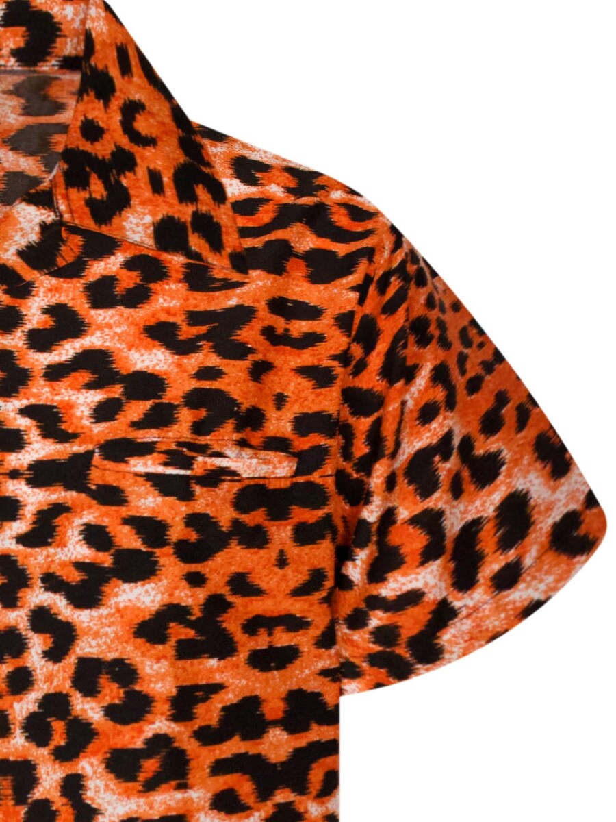Рубашка на пуговицах классического кроя King Kameha Leopard, оранжевый — фото 4