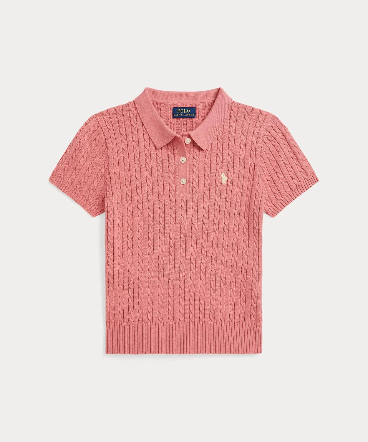 Свитер поло из хлопка с мини-косами Ralph Lauren, розовый