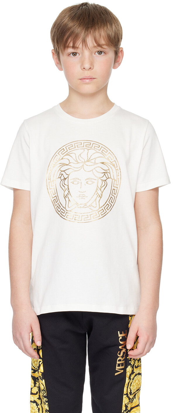 

Детская белая футболка с Медузой Versace, цвет Bianco/Oro, Белый, Детская белая футболка с Медузой Versace, цвет Bianco/Oro