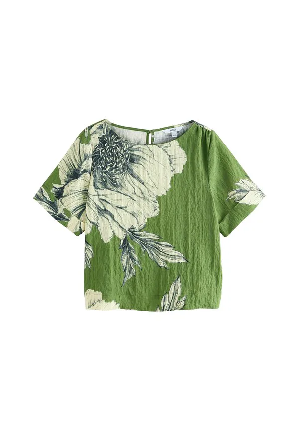 Блузка прямого кроя с коротким рукавом и свободным силуэтом Next, Green Floral Print