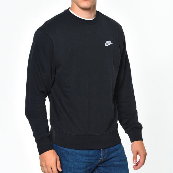 Толстовка Men's Nike Sportswear Club Crew FT Casual Sports Round Neck Pullover Long Sleeves Black, черный — фото 3