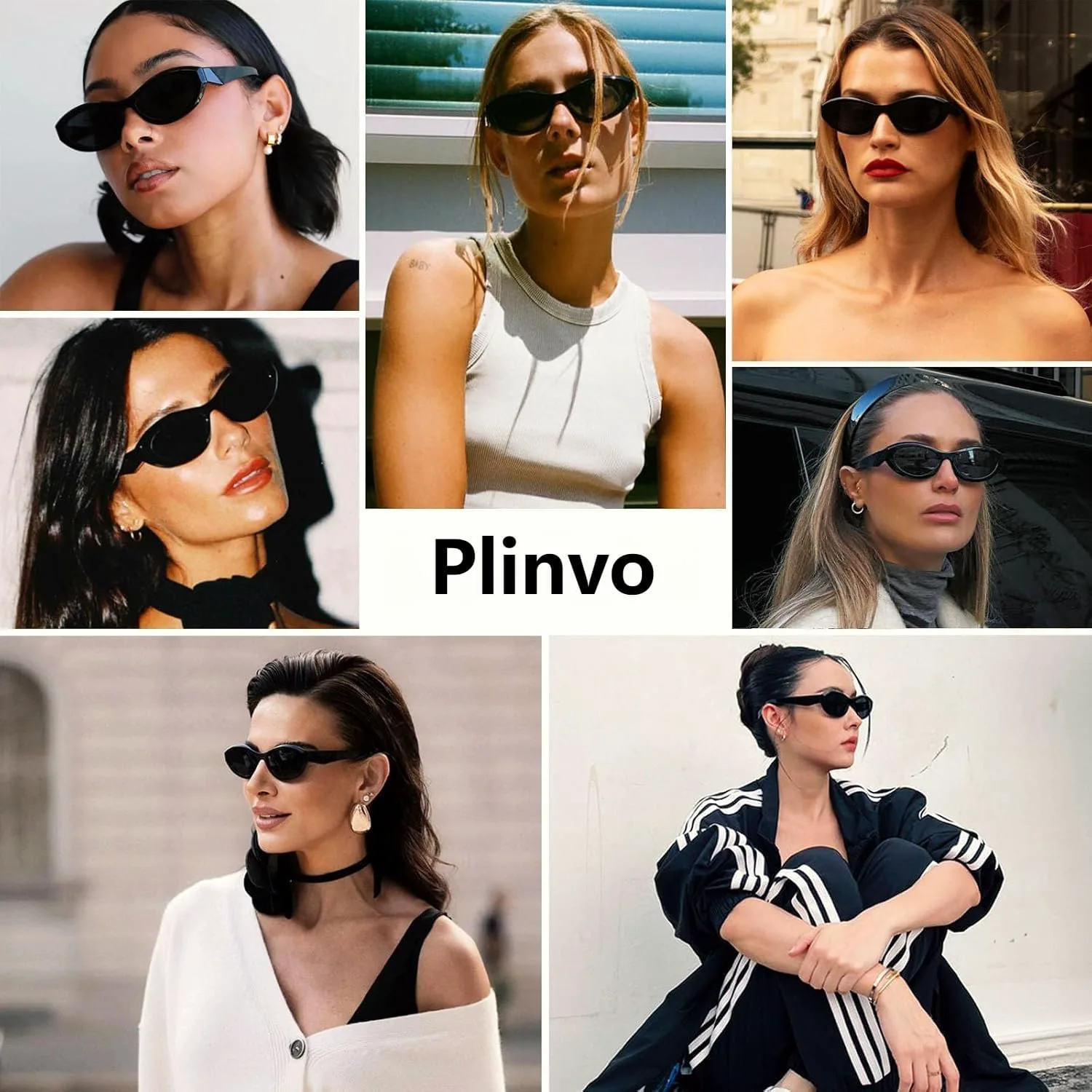 

Овальные солнцезащитные очки «кошачий глаз» для женщин – ретро-стиль Y2K, поляризованные, с защитой от УФ-излучения UV400. Модные солнцезащитные очки Plinvo, White