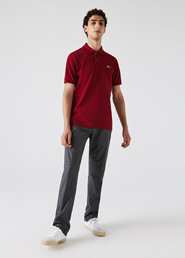 Мужская футболка-поло classic fit l.12.12 бордово-красная Lacoste — фото 2