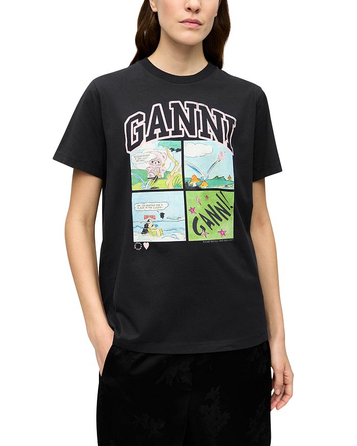 

Футболка с графическим логотипом GANNI, черный