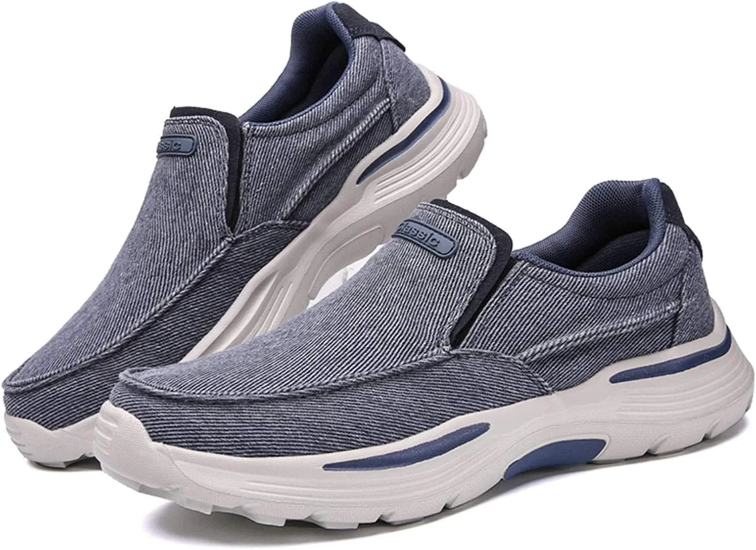 

Мужские брезентовые слип-надевальные ортопедические лоферы для ходьбы, повседневные дышащие нескользящие кроссовки, удобные кроссовки для ходьбы при плантарном фасциите Crepuscute, синий