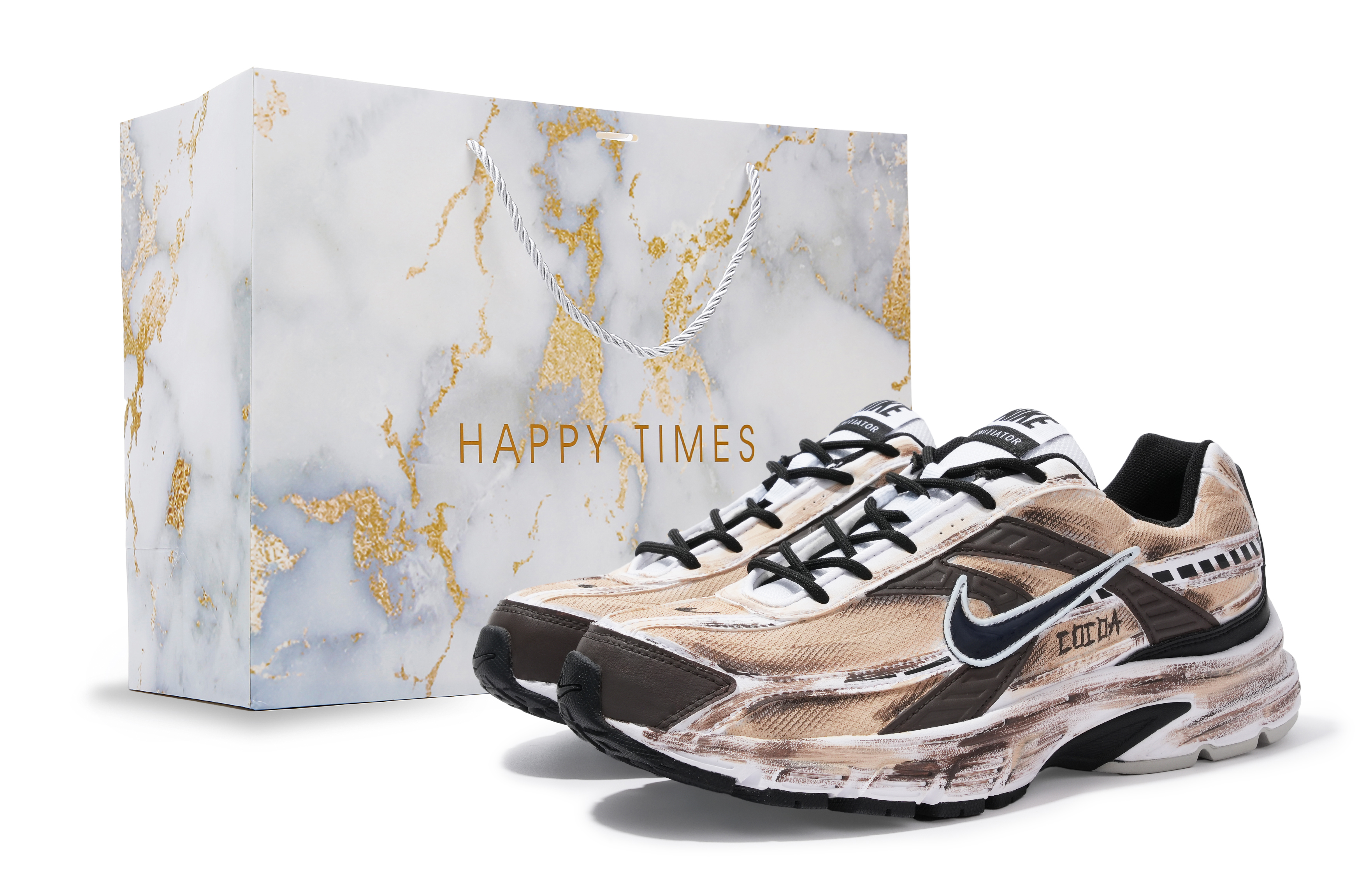 

Nike Кроссовки Initiator для бега по городу, износостойкие, низкие, мужские, белые, желтые