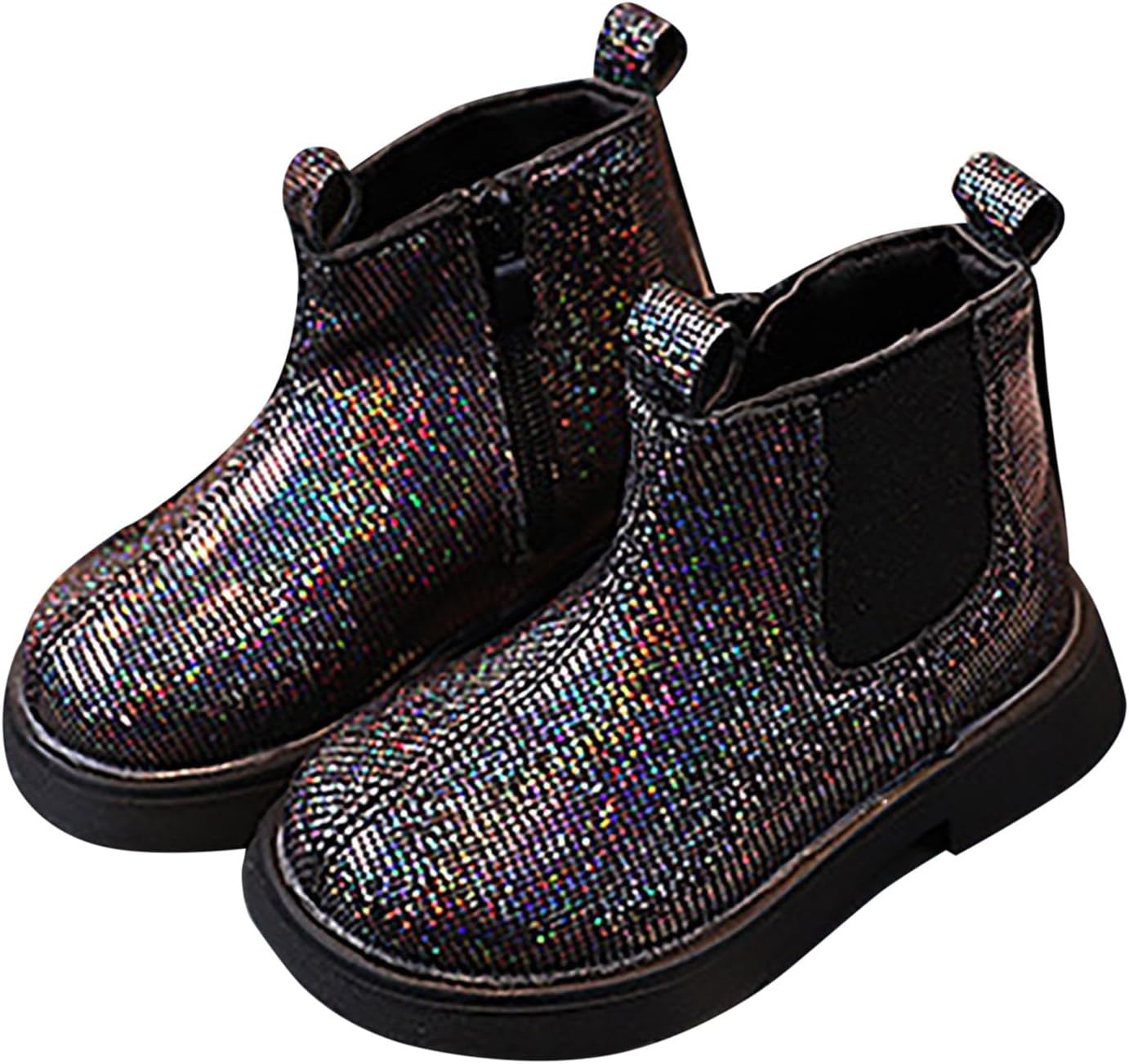 

Ботильоны для девочек, детские короткие ботинки с боковой молнией, грубый низкий каблук, зимние повседневные ботинки Челси, водонепроницаемые с нескользящей подошвой для активного отдыха на улице Generic, Black