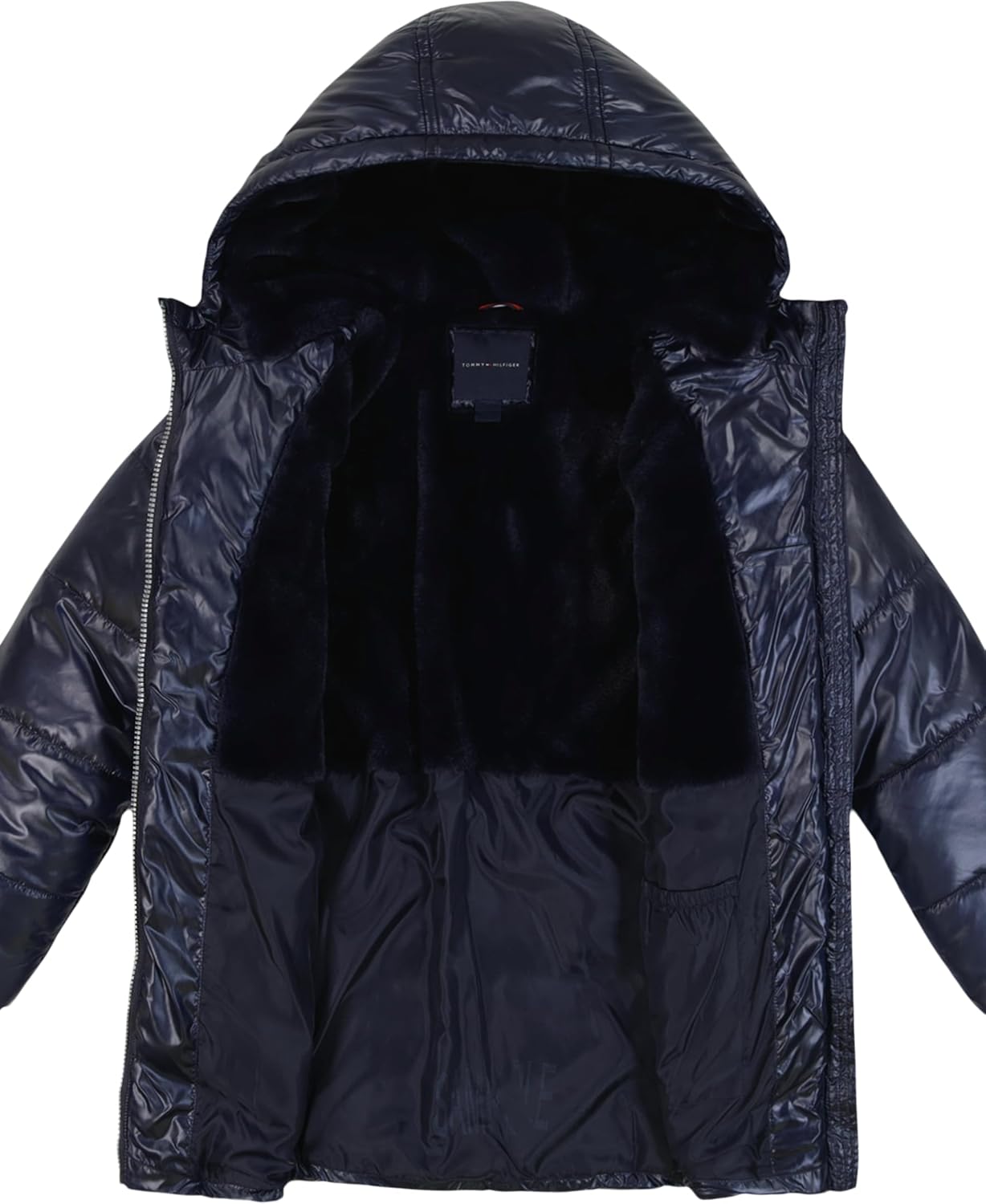Длинная куртка Tommy Hilfiger для девочек с подкладкой из флиса, Logo Belt Navy Blazer — фото 3