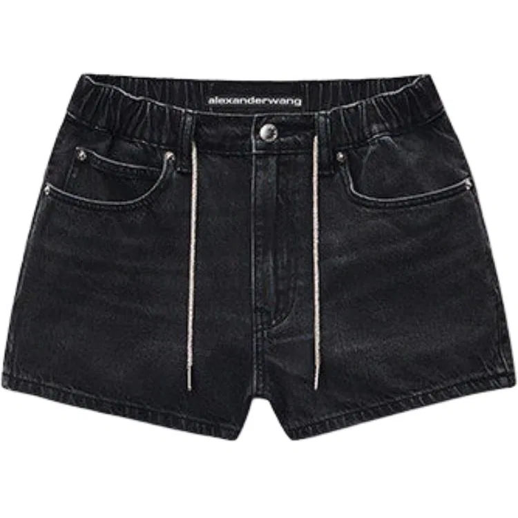 Шорты Marathon с кристальной отделкой Alexander Wang, Distressed Gray